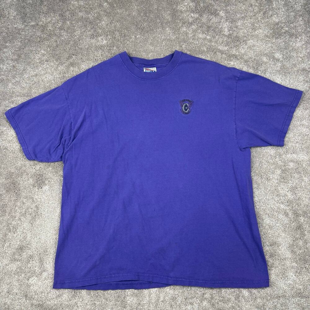 Hanes Beefy T Purple T-Shirt Size XL Embroidered State Patrol Wing Logo